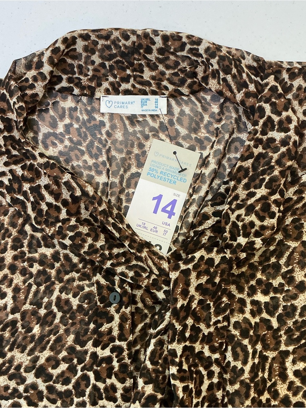 Primark Brown Leopard Tie-Neck Blouse - Picture 4 of 5
